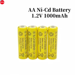 100% original AA 1.2V 1000mAh Ni Cd rechargeable battery, suitable for flashlight electric toys