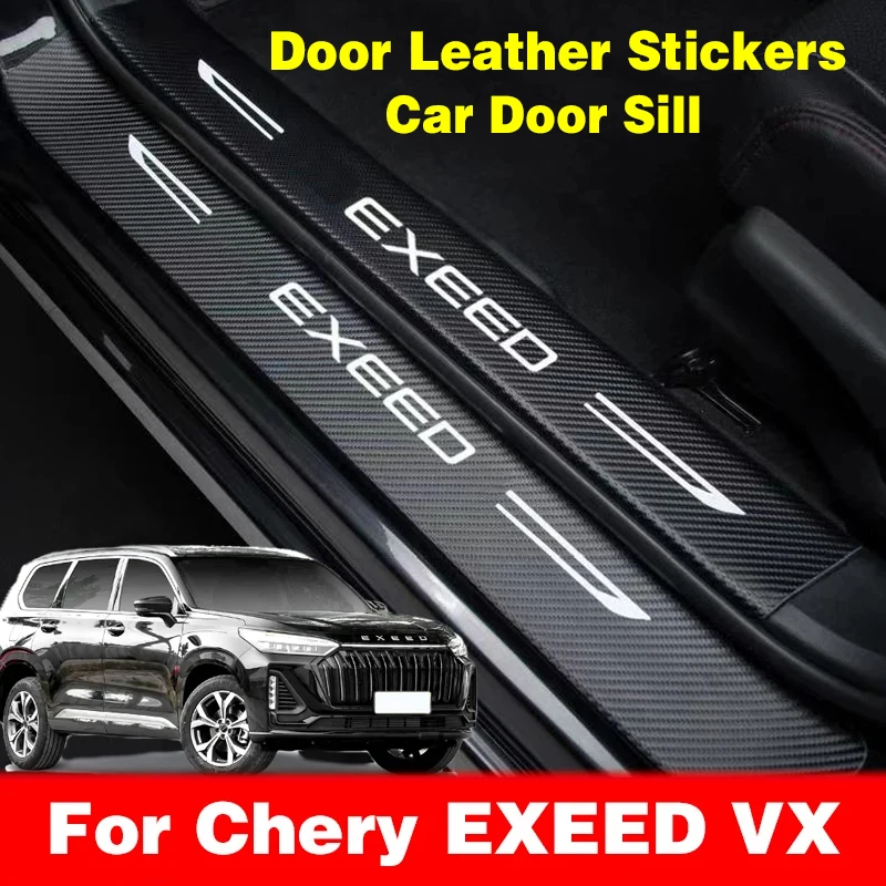 For Chery Exeed VX 2021 2022 2023 Car Door Sill Pedal Board Cover Trim Carbon Fiber Rear Bumper Trunk Sticker Auto Accessories