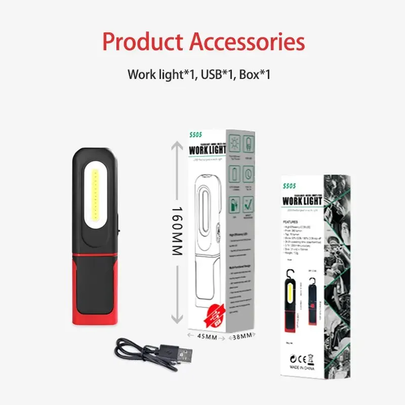 ESMARTER Tragbare USB wiederauf ladbare Arbeits scheinwerfer Magnet Cob LED Taschenlampe Hängelampe mit eingebauter Batterie Camping Taschenlampe 3
