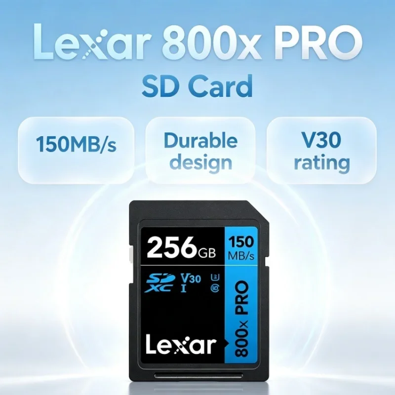Lexar 800x Pro SD Memory Card Read 150MB/s UHS-I V30 U3 Class 10 4K SDXC 32GB 64GB 128GB 256GB Flash for Camera
