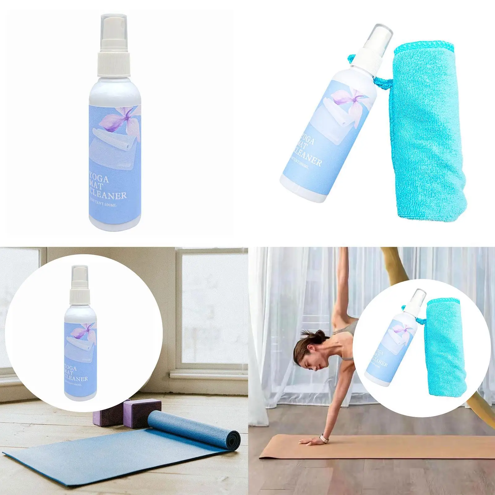 

100 мл очиститель коврика для йоги, легко носить с собой, легко чистится, удаляет грязь, пот, запахи, чистящий коврик для тренировок, бытовой тренажерный зал, квартира