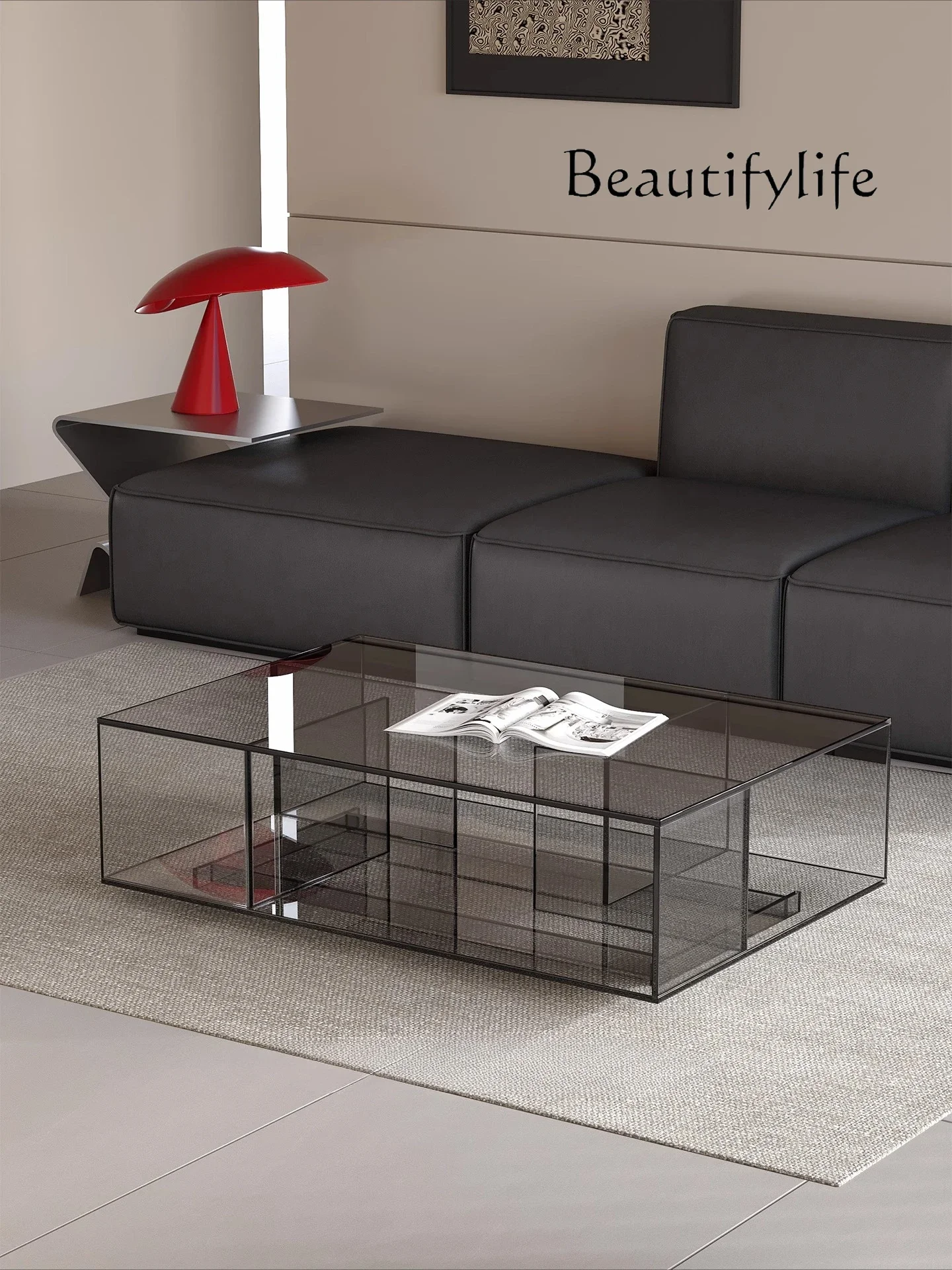 

Coffee table living room light luxury high-end home tea table acrylic glass Italian minimalist sofa tea table