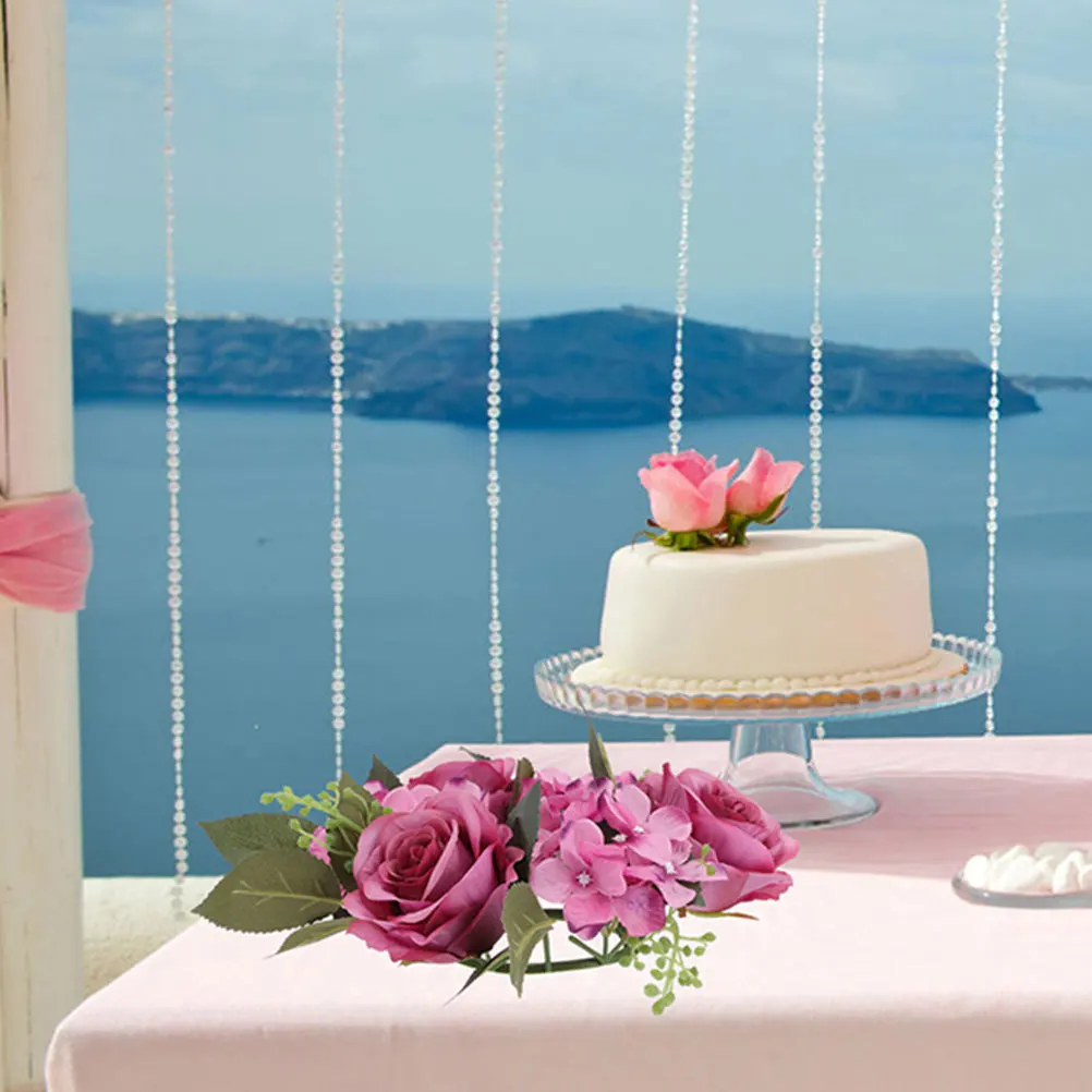 

3Pcs Faux Rose Wreath Ring for Tabletop Decor Wedding Layout Props Rings Wreaths Home Party Decoration