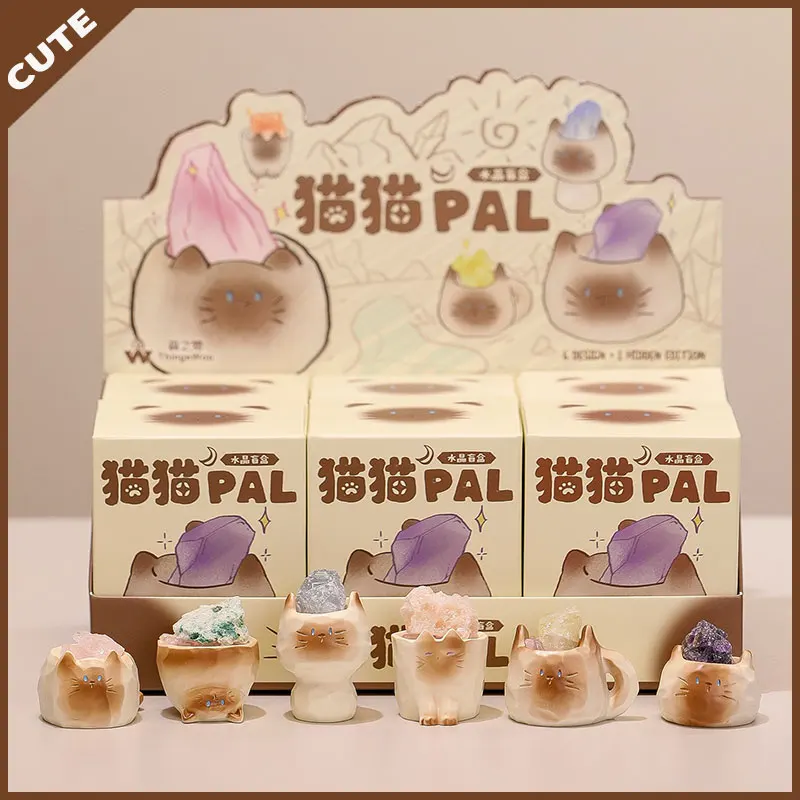 

Cute Cat Cat Crystal Blind Box Cartoon Ornament Creative Trendy Desktop Decoration Crafts New Surprise Holiday Gift Moongrain