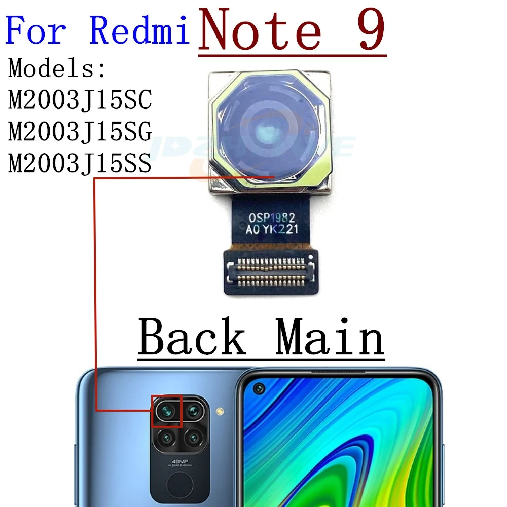 Front Rear Back Camera For Xiaomi Redmi Note 9 Pro Note9 9Pro Main Frontal Selfie Camera Module Replacement Spare Parts