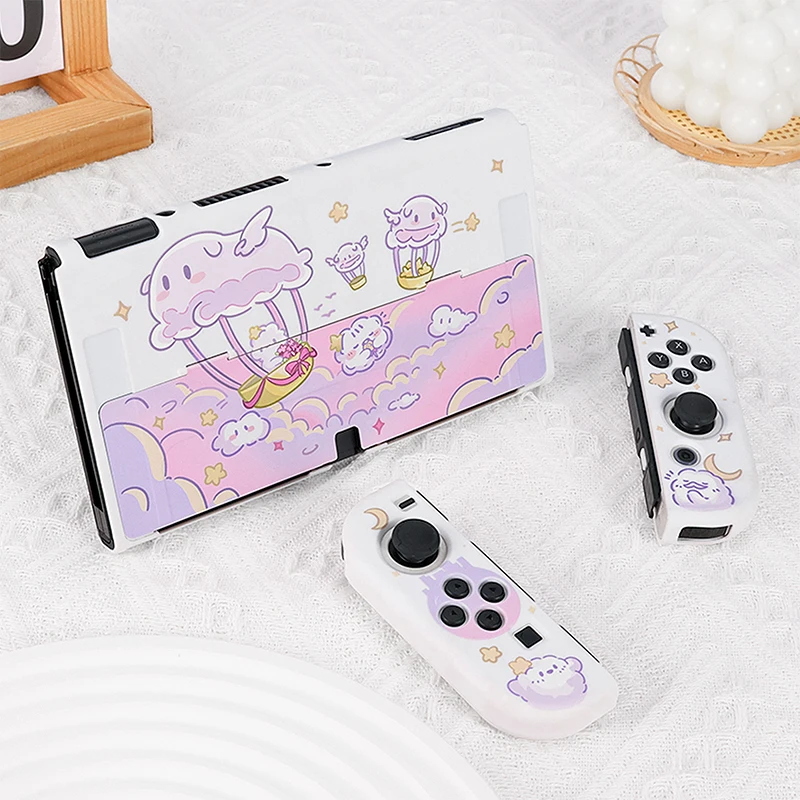 

Kawaii Protector Case for Nintendo Switch OLED, NS Game Accessories Little Cloud Cute Shell for NS Joycon Switch Cover