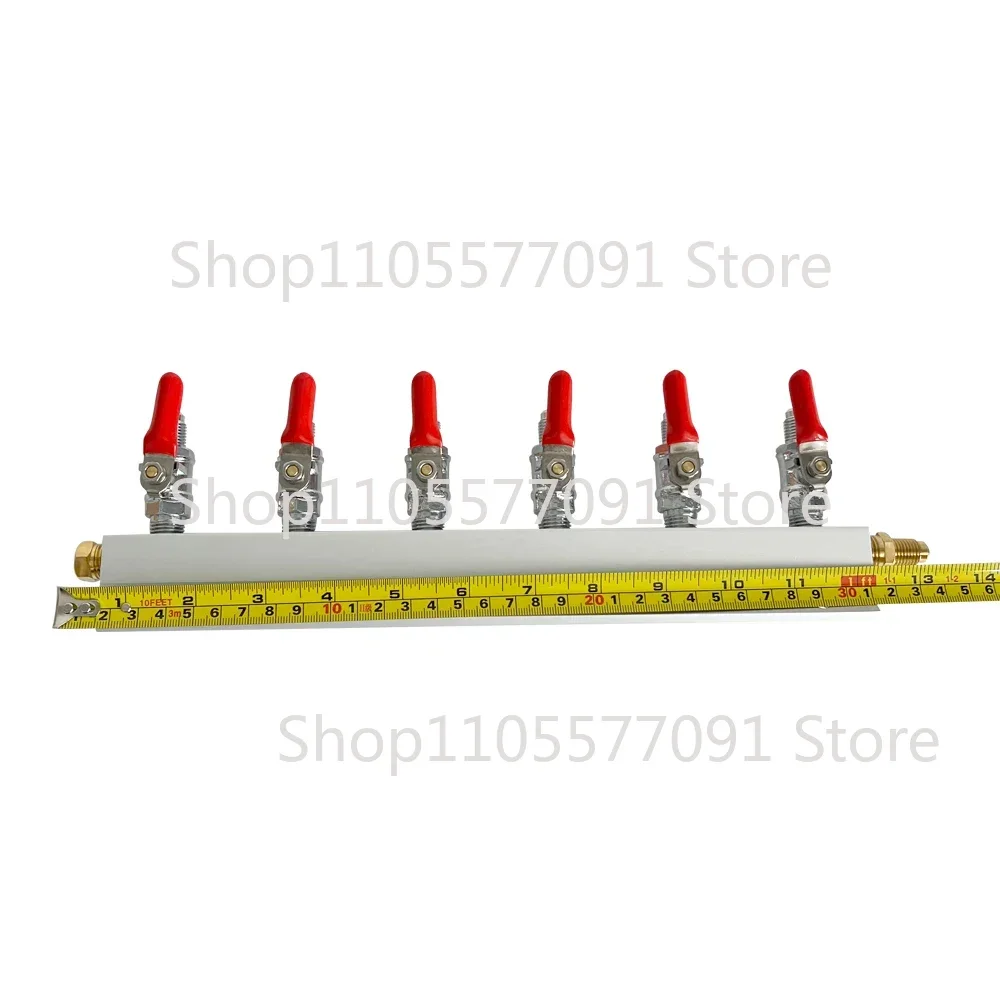 6 Output / 6 Way Manifold Gas Line Splitter with Check Valves (1/4