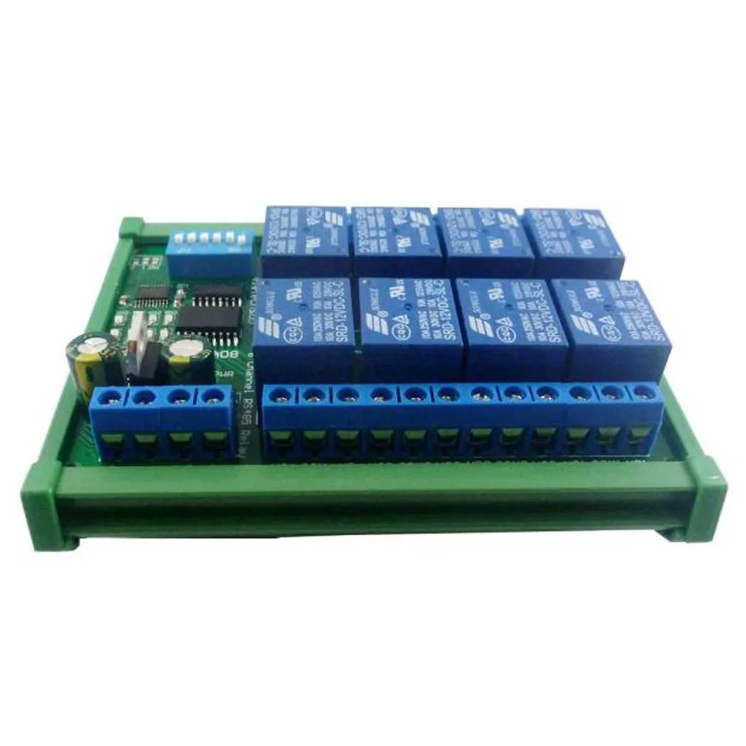 

DC 12V 8 Channel RS485 Relay Module Modbus RTU UART Remote Control PLC Expansion Board Switch with DIN35 C45 Rail Box for PTZ