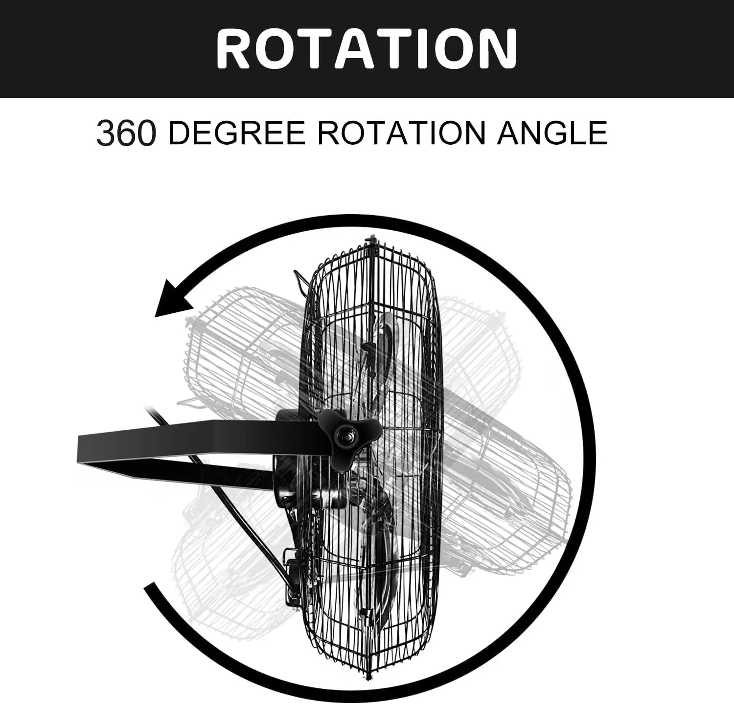 Ventilador de parede preto para armazém, estufa, oficina, pátio, fábrica