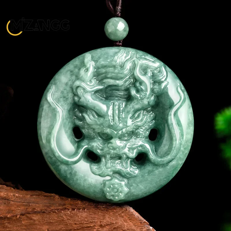 

Natural Myanmar Jadeite Powerful Dragon Pendant Zodiac Dragon Guardian God Buddha Men's Jade Necklace Luxury Jewelry