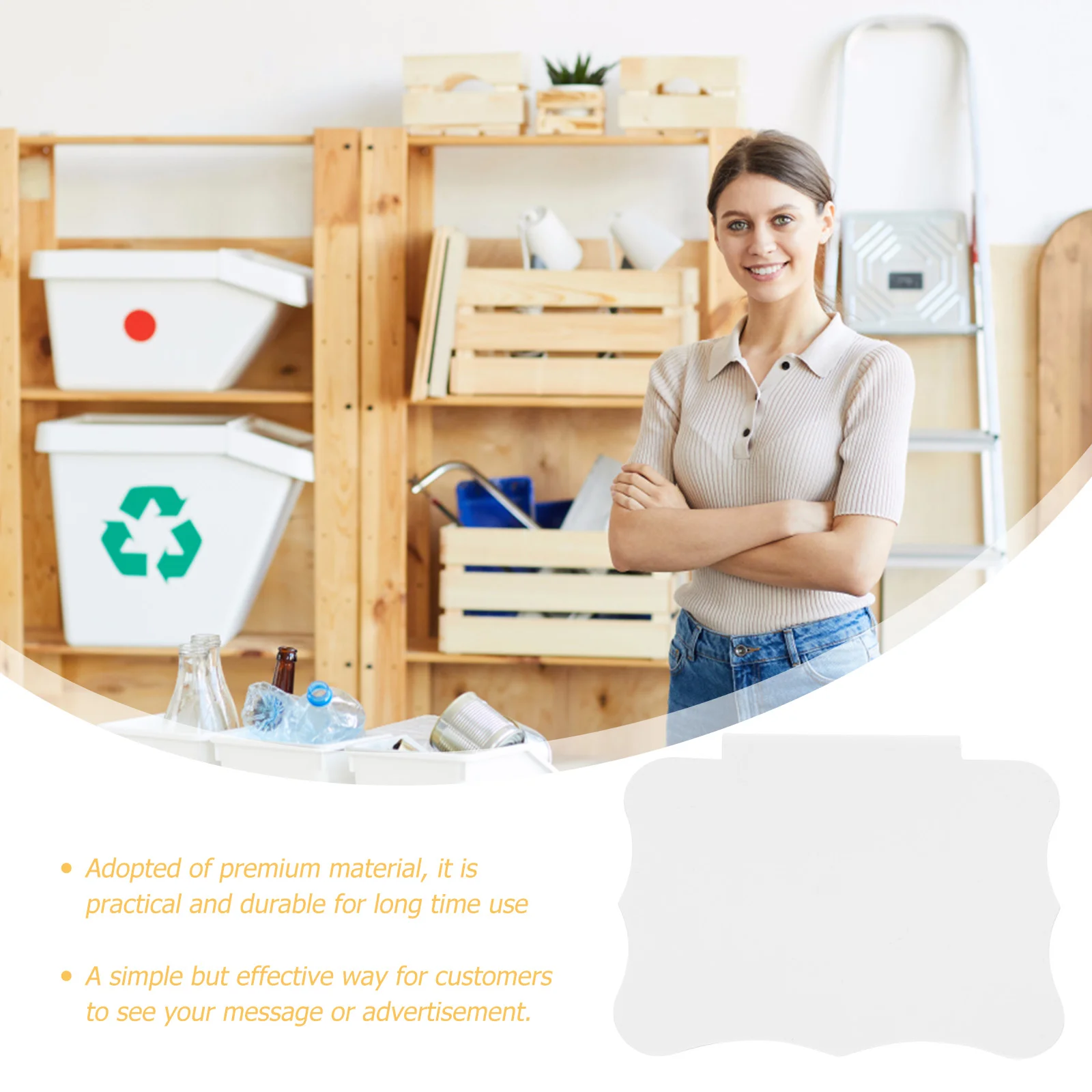 10 Pcs Bins Hanging Label Holder Price Tag Clip The Sign Promotional Labels Removable PVC Tags Re-writable White Storage