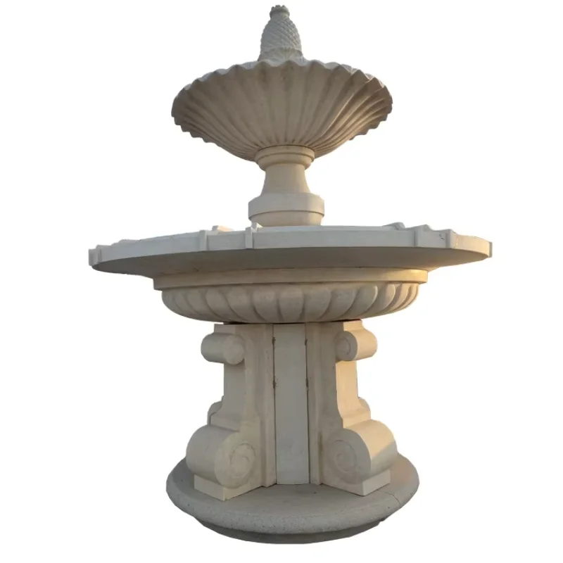 

European Style Stone Water Fountain Custom-made Two Layers Large Stone Water Fountain for Outdoor Garden Square Decoration