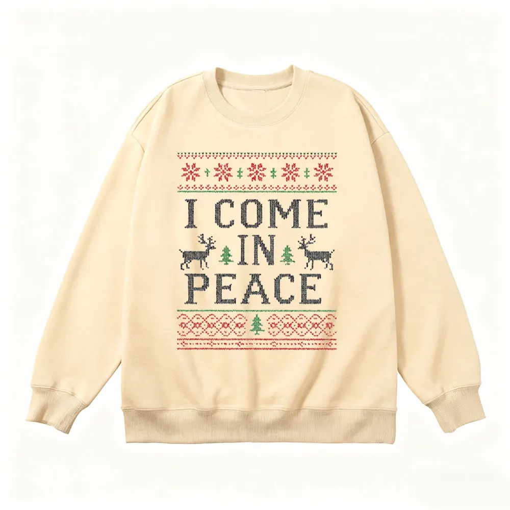 크리스마스 커플용 '나는 평화로 온다' '나는 평화다' 매칭 스웨트셔츠, 홀리데이 크리스마스 크루넥 풀오버, 재미있는 크리스마스 선물 의류