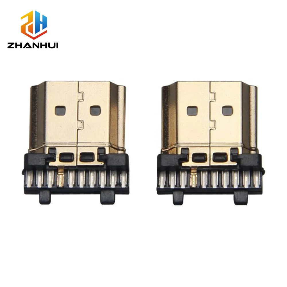 5/10Pcs HDMI 19 Pin Type-A Male Connector - Gold-Plated Solder Plug for Electronics & Cable Repair