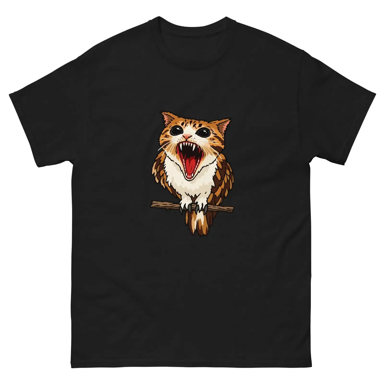 Angry Meowl classic tee vintage Washed Stretched Comfortable fashion streetwear Stylish Unisex Breathable graphic homme