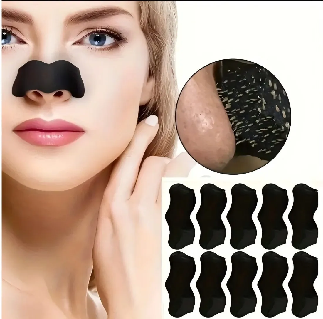 10PCS Nose Blackhead Remover Mask Deep Cleaning Shrink Pore Acne Treatment Mask Bamboo Charcoal Suction Blackheads