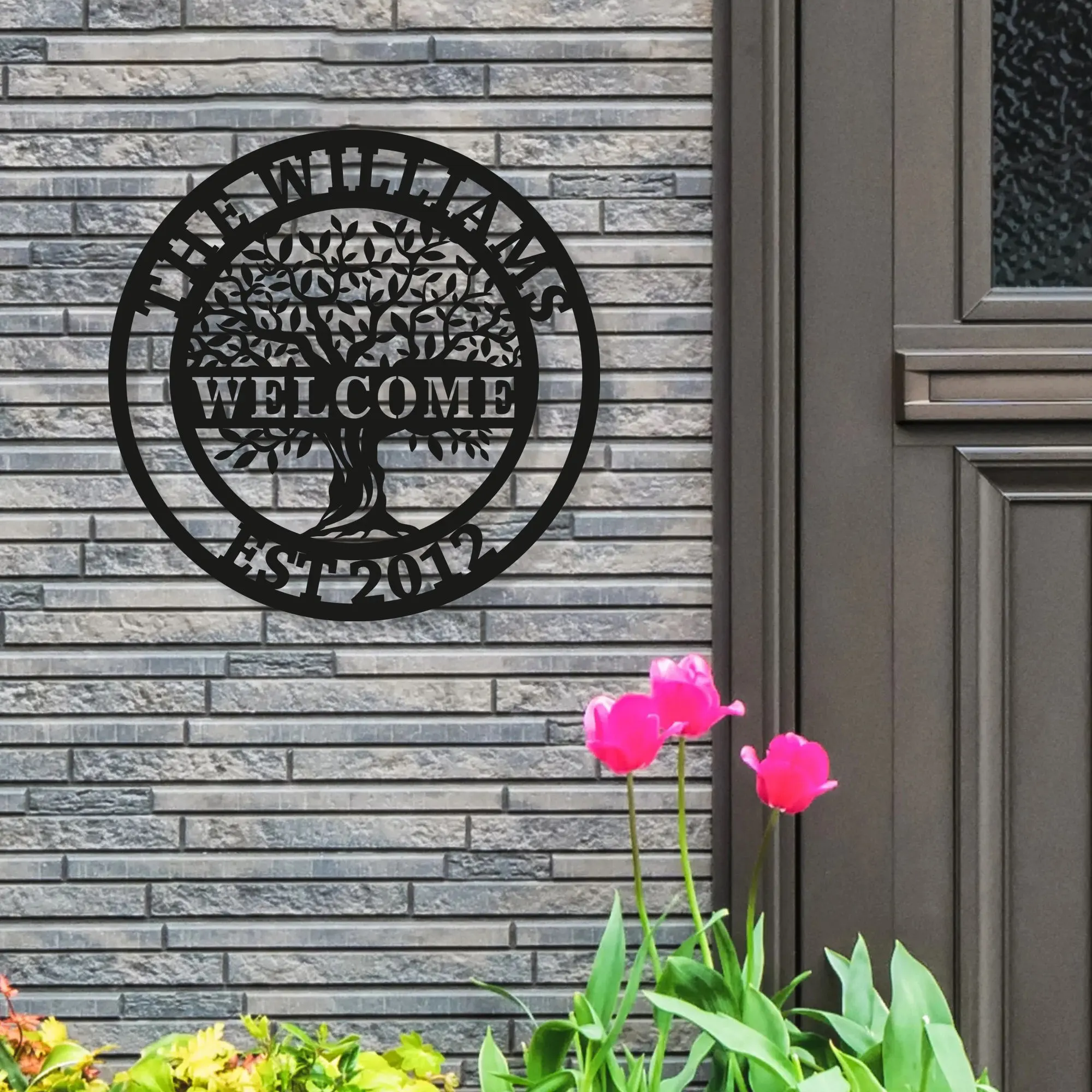Custom Welcome Family Tree of Life Name Sign Personalized Metal Wall Art Deco Metal Home Sign Wall
