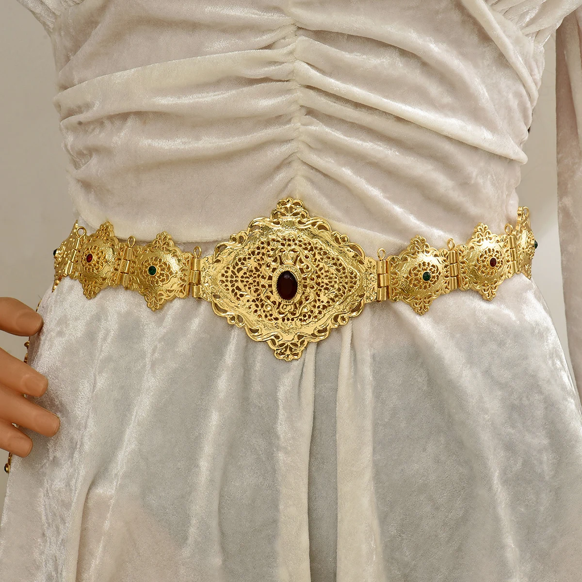 

Luxury Moroccan Women'S Belt With Cutout Pattern Unique Design Robe Gown Gown With Adjustable Length Body Jewelry Wedding Belt