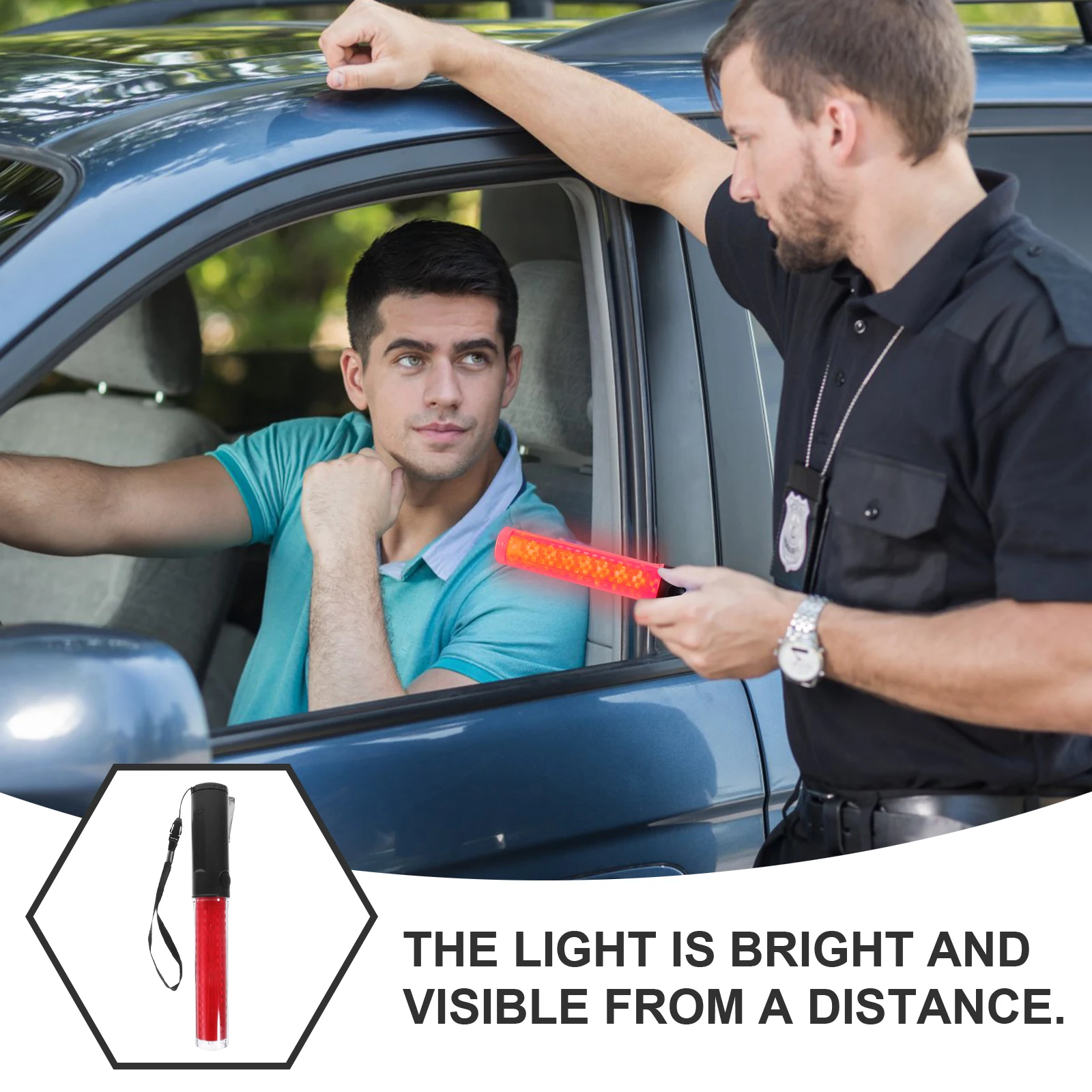 26cm LED Warning Light Sticks Red High Brightness Traffic Baton with Hook Concert Party Evacuation Glow Stick Reusable