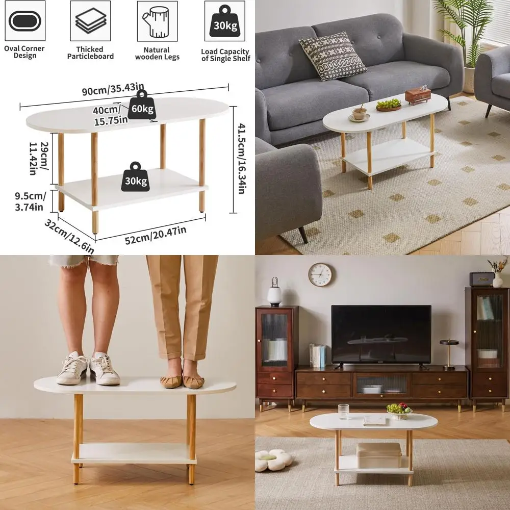 

Белый современный двухъярусный журнальный столик для небольших помещений, 35x16x17 дюймов, мебель для гостиной YD-012W