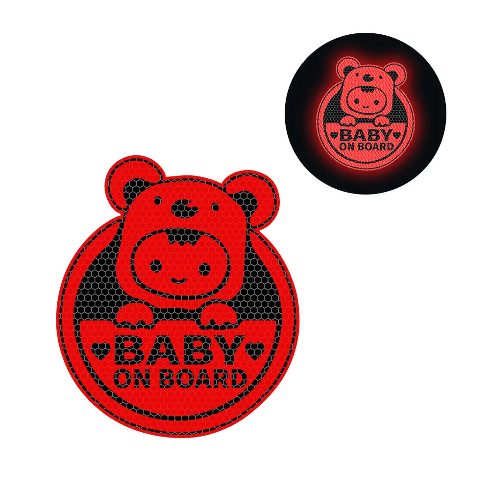 Baby On Board Car Bumper Reflective Safety Strip Stickers Auto Reflective Sticker Decoration Night Driving Warning Safety Tape