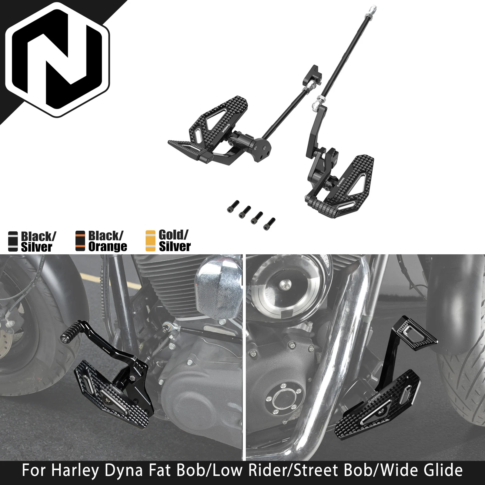 

Motorcycle Complete Forward Controls Kit FootPegs Shift Lever Pedal For Harley Dyna Fat Bob Street Bob Low Rider FXDL Wide Glide