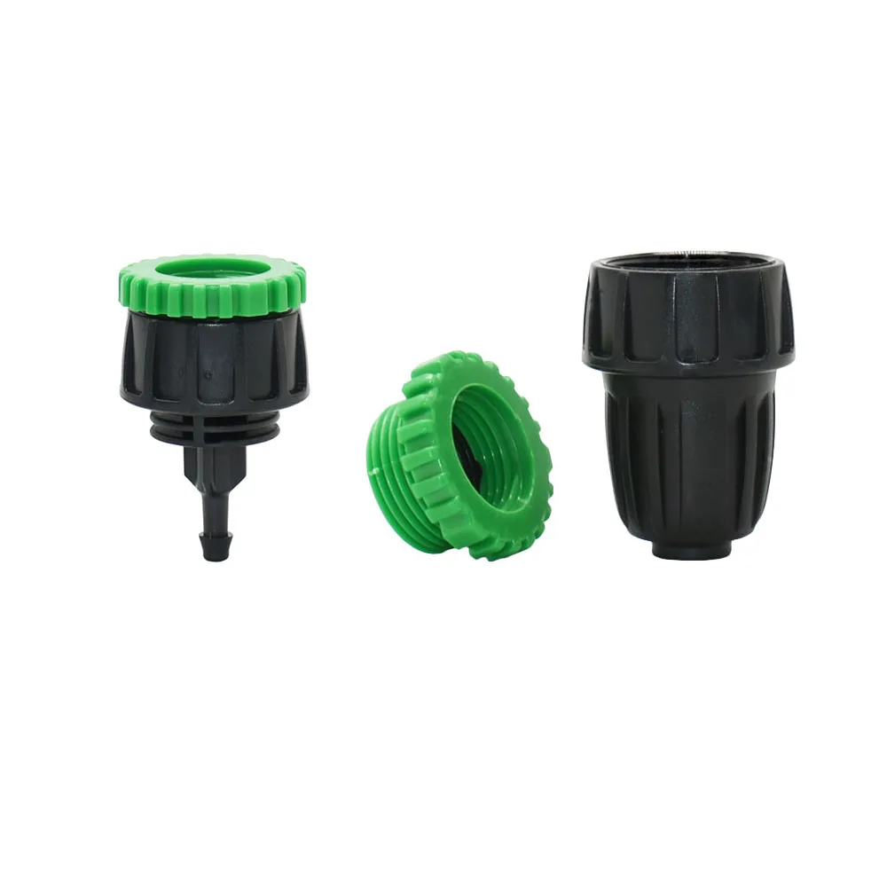 Adaptador de sistema de riego por goteo, rosca hembra a manguera de 4mm, 8mm, 16mm, Conector de lengüeta de manguera de 1/2, 3/4, 1/4, 3/8 pulgadas