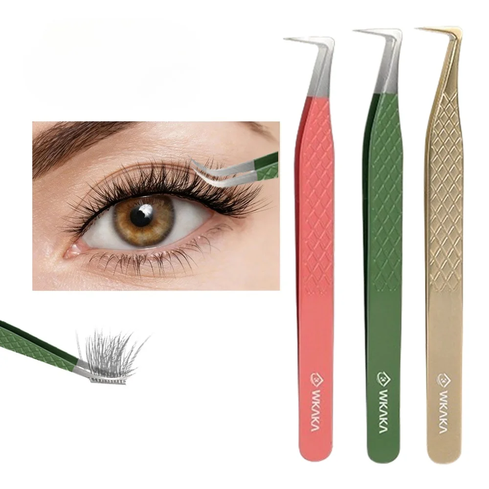 

Professional Fiber Tip Lash Tweezers - High Precision Diamond Grid Texture, Lash Tweezers for Eyelash Extensions, Women Wedding