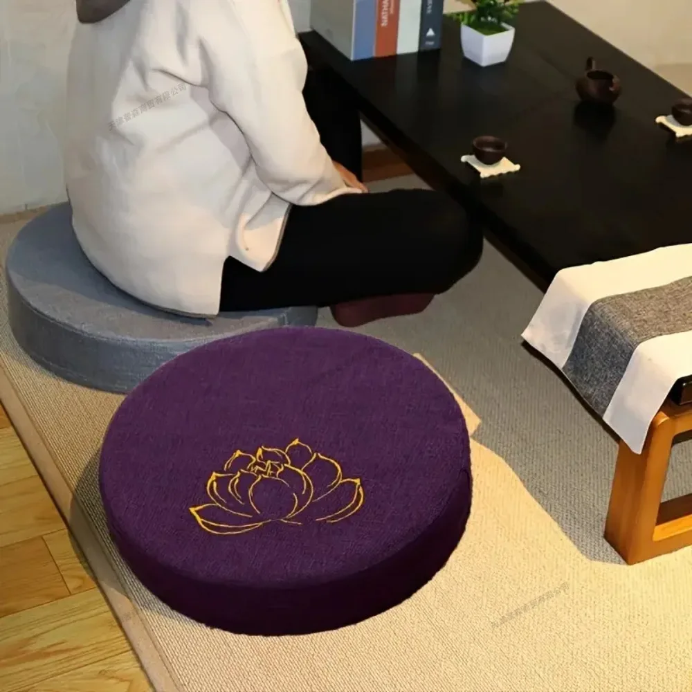 Cojín de meditación para Yoga, almohadilla de loto de lino de 40x6CM, almohada de suelo duro, estera de Tatami lavable con funda extraíble, soporte para respaldo