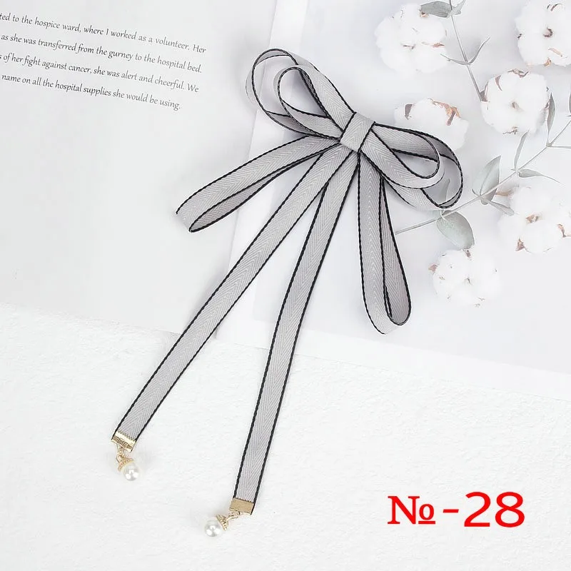 Perle Band Brosche Pin Frauen Fliege Vintage Schule Mädchen Weiß Kragen Schmuck Bowknot Shirts Krawatte Candy Farbe Rot Schmetterling – Detail 28
