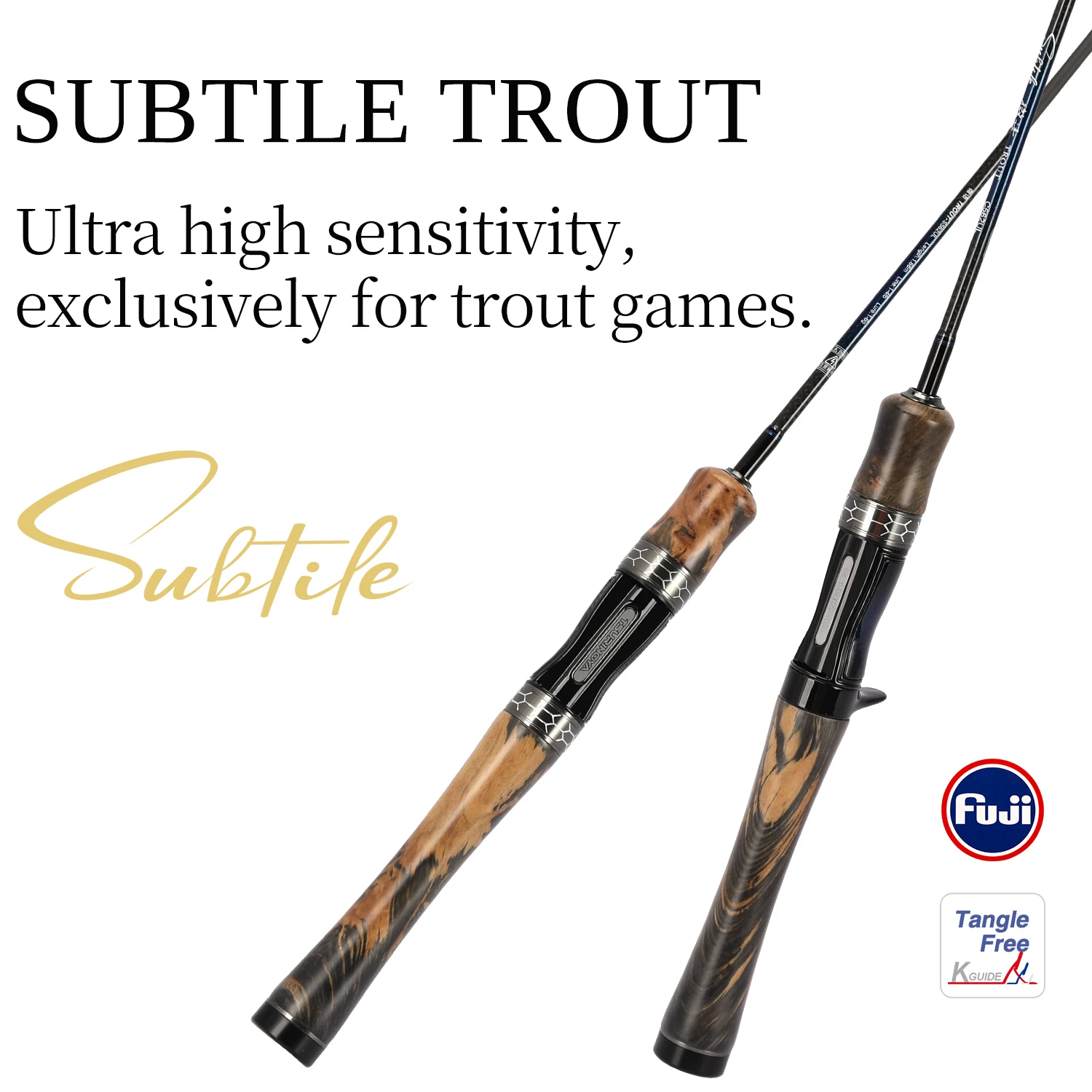 

TSURINOYA SUBTILE Trout Game Spinnning Casting Rod FUJI Guide 1.60m 1.68m 1.83m UL Power RF Action Sensitive Stream Fishing Rod