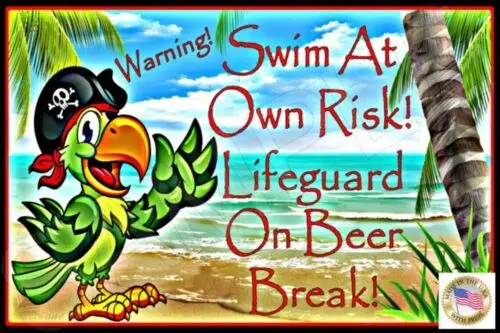 LIFEGUARD ON BEER BREAK! ALL WEATHER METAL SIGN 8X12 USA TIKI BAR BEACH WELCOME