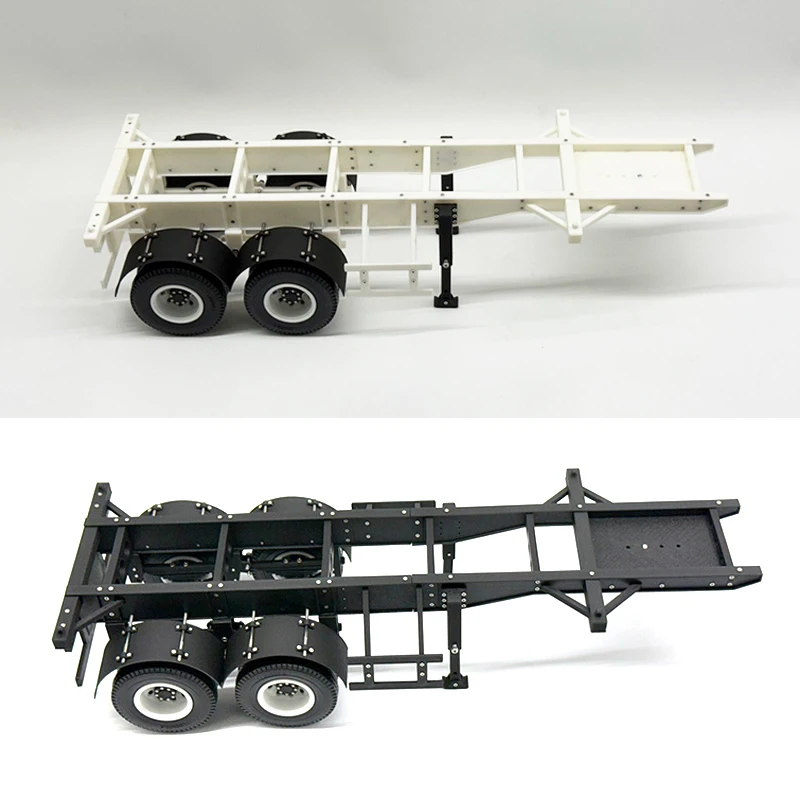 20-foot Trailer Container Chassis Frame Trailer Semi-trailer Model for 1/14 Tamiya RC Truck Trailer Tipper Universal DIY Parts