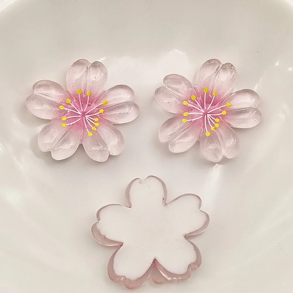 Transparent Gradient Cherry Blossom DIY Resin Accessories Cream Glue Phone Case Hair Clip Ornaments Pendant Shoe Flower Material