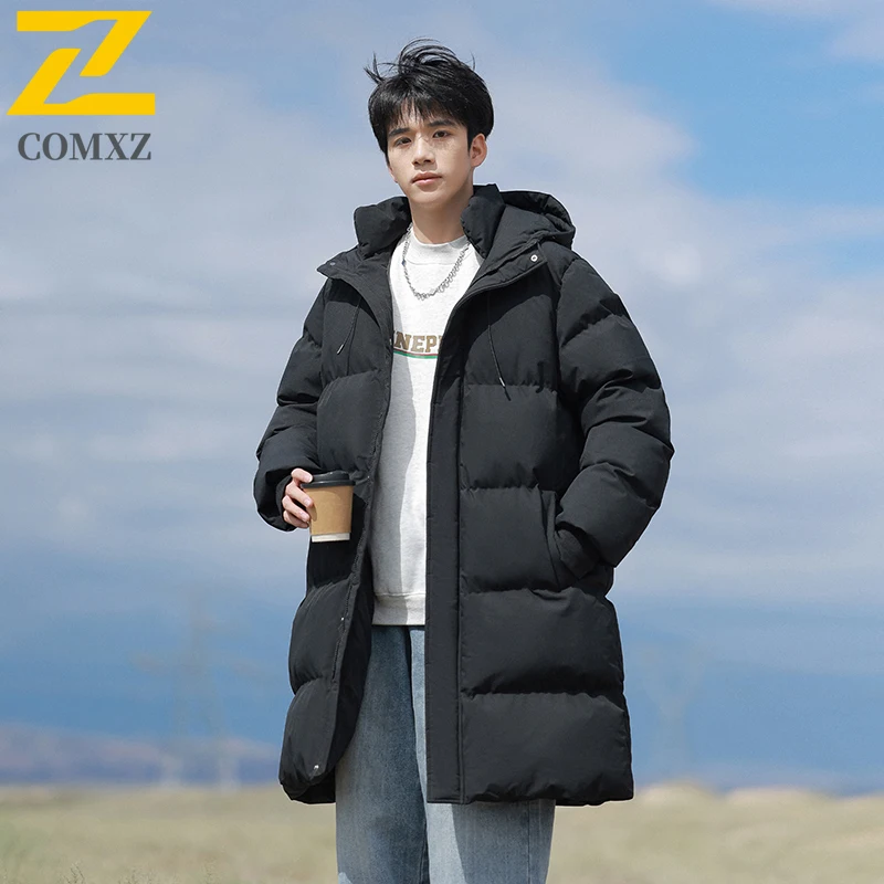 2025 Men's Winter Ski Jacket Brand Fashion Solid Color Thick Warm Long Parka Casual Solid Color Windproof Cotton Coat Men puffer