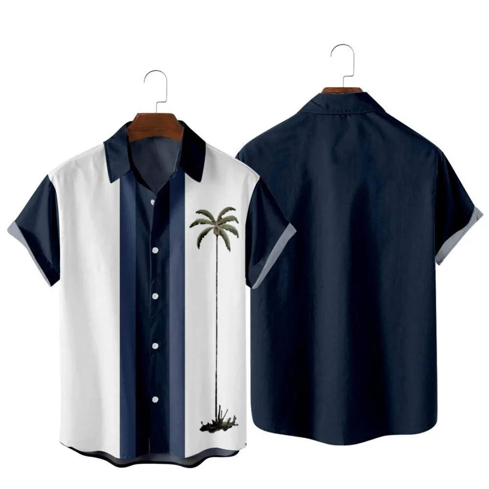 

Hawaiian Coconut Tree Men's Shirt Fashion Casual Vacation Hawaiian Beach Style Summer Shirts