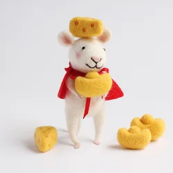 New Poke Wool Felt Handmade DIY Doll Cartoon Cute Cheese Mouse Material Kit Plush Toy Best Birthday Gifts Non-Finished