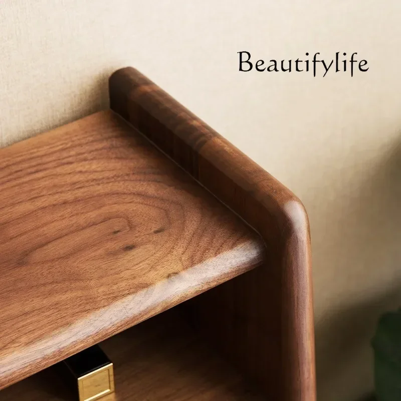 N19 Nordic Retro Black Walnut Solid Wood Dressing Table Modern Simple Home Bedroom Makeup Table