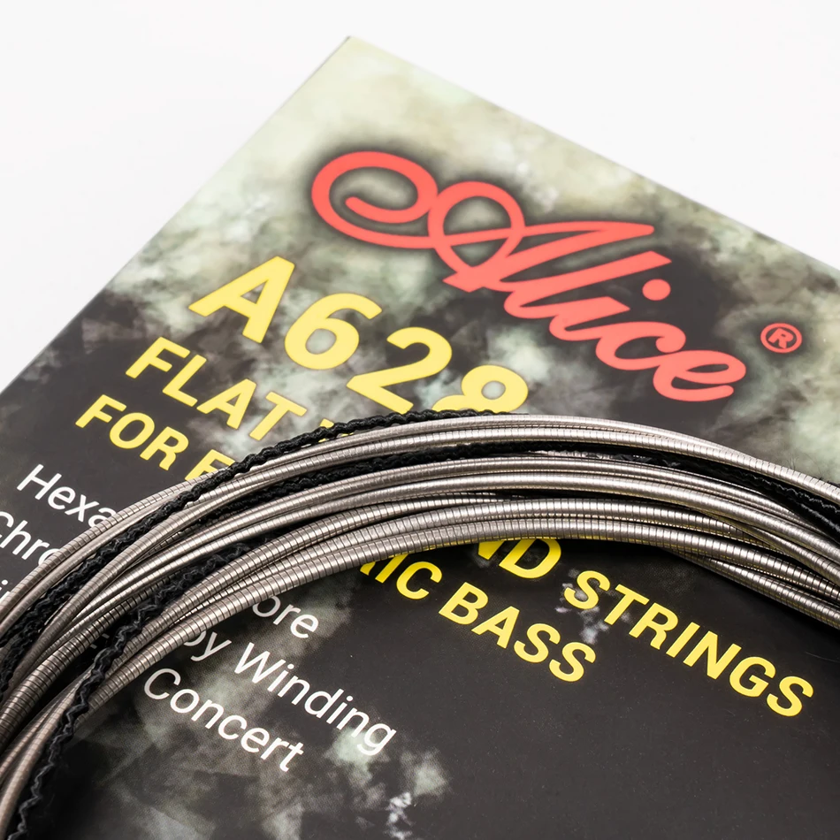 Alice A628 Fretless 4 corde per basso elettrico Set completo 4 corde con nucleo esagonale in lega di nichel avvolta con estremità a sfera dorata