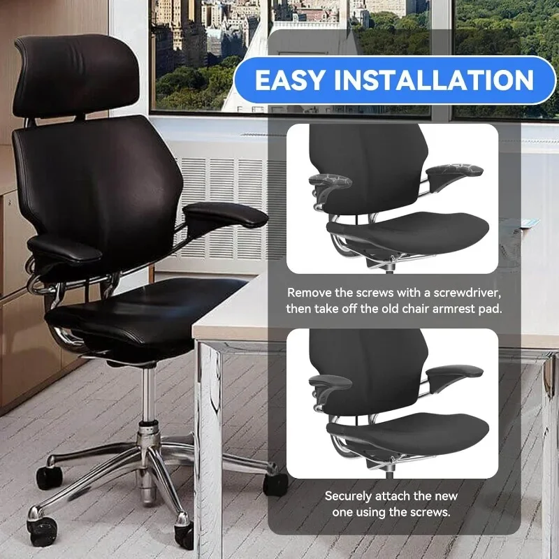 1 Pair Arm Pads Replacement for Humanscale Freedom Office Chair Only for Height Adjustable Arm Black Handrail Replacement Pad
