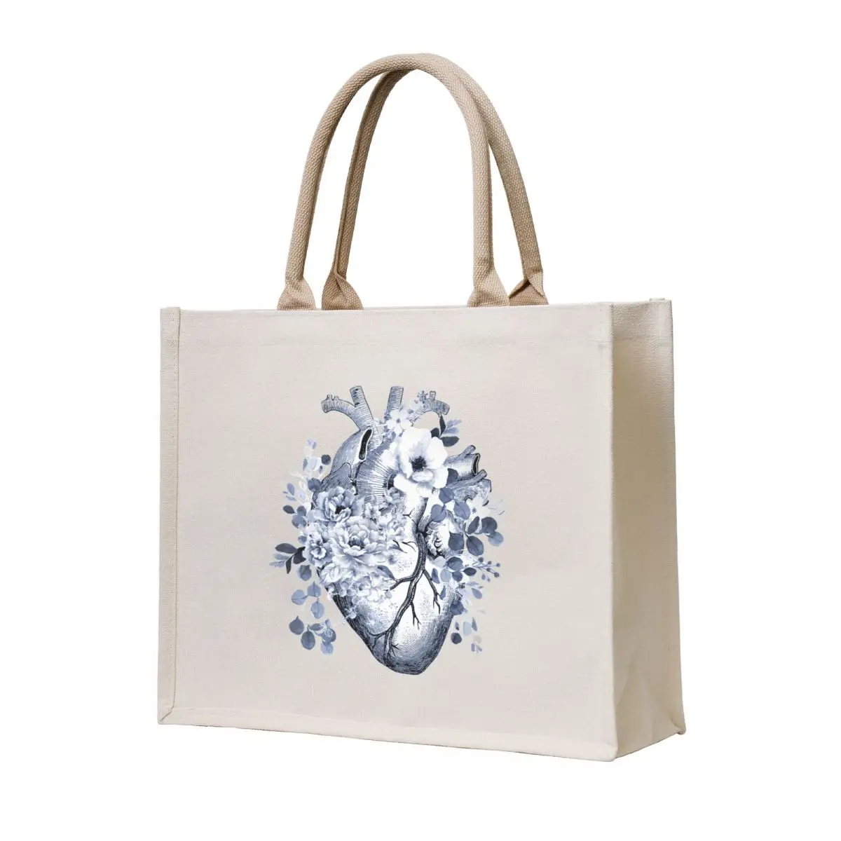 

Bloom Floral Heart Human Anatomy blue navy style flowers Tote Bag Gift bag tote bags cloth bags Lady bags reusable shopping bag