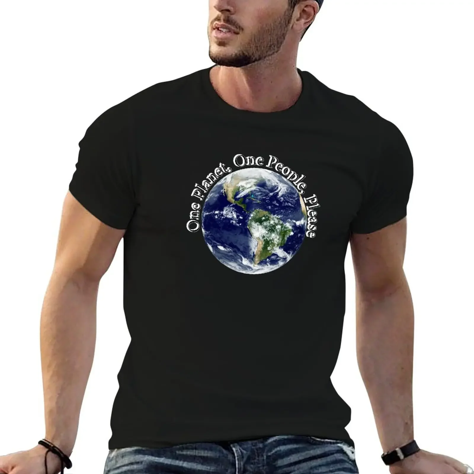 

One Planet, One People, Please T-Shirt shirts graphic tees funny meme t-shirts slim fit t shirts for men