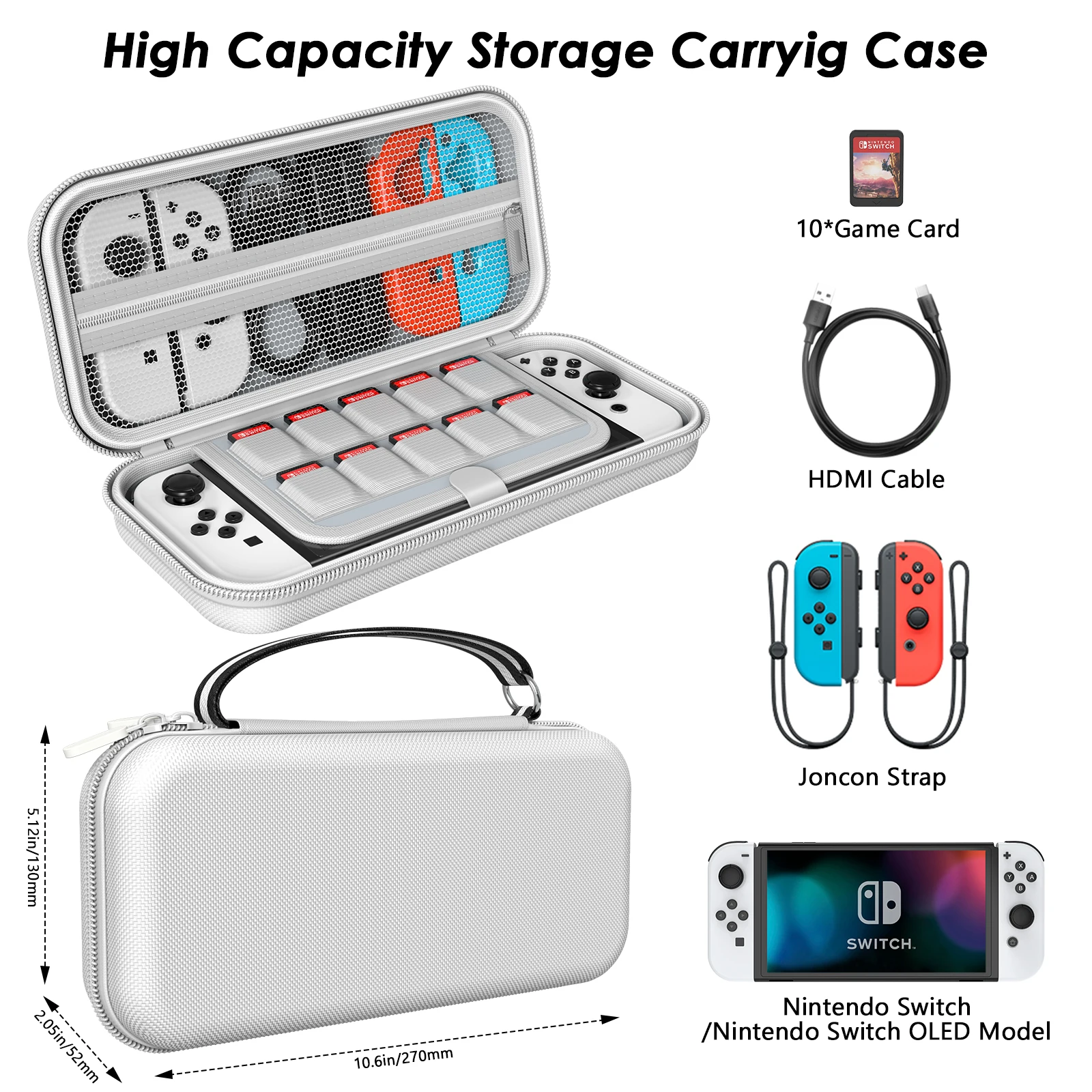 Estuche de transporte Compatible con Nintendo Switch y Nintendo Switch modelo OLED, estuche portátil de viaje para accesorios y consola