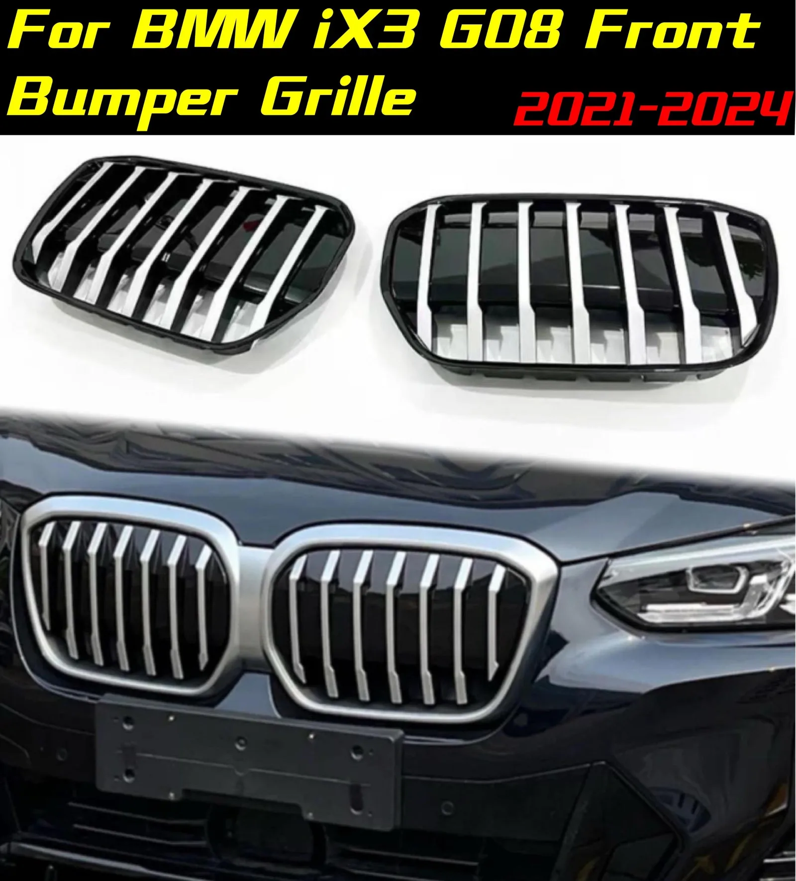 

Front Bumper Grille For BMW iX3 G08 2021-2024 Front Grill Auto Racing Grille Grid Body Kits Exterior modification sport kit