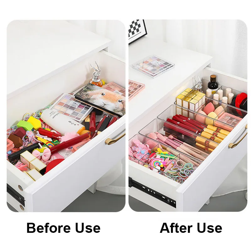 Boîte de rangement de cosmétiques en acrylique, pour rouge à lèvres, pinceaux de maquillage, tiroir de bureau, outils cosmétiques, boîte de rangement de bouffantes de maquillage