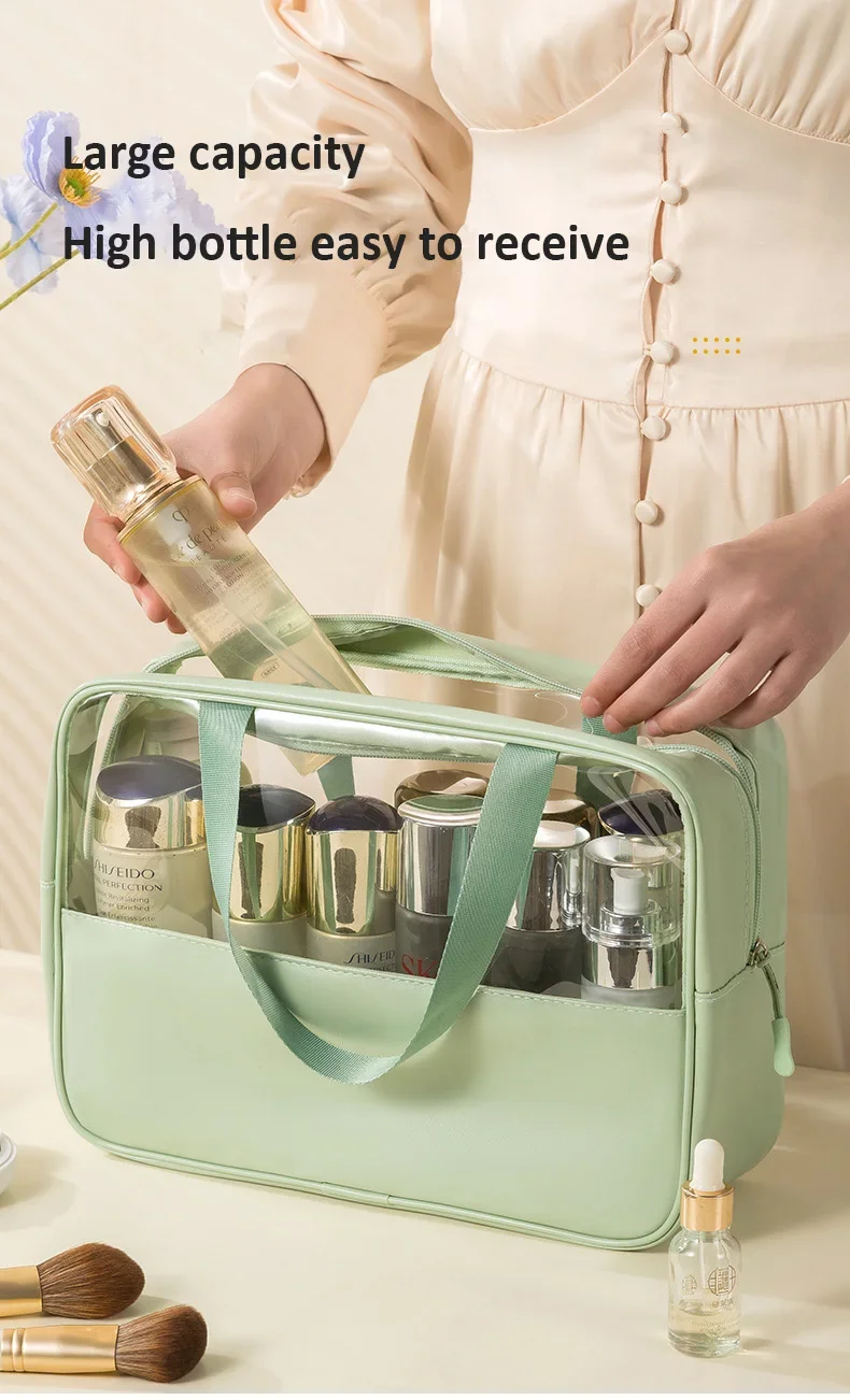 Kulturtasche für Damen und Herren, durchscheinender, wasserdichter Kosmetik-Reise-Organizer für Accessoires und Toilettenartikel – Detail 2