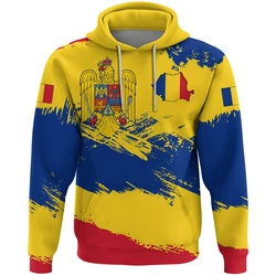 Spring Autumu New Fashion Romania Flag Print Hoodies Street Hip Hop Pattern Hooded Sweatshirts y2k Hoodie Long-sleeved Pullovers