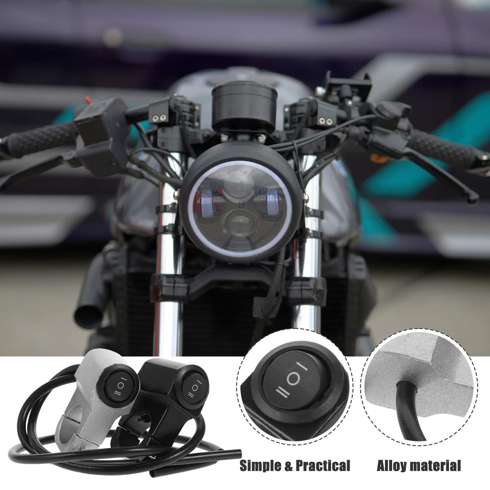 

2Pcs Motorcycle Headlight Switch Aluminum Alloy Toggle Handlebar Light Switches On Off Turn Signal Bike Lamp Accessories