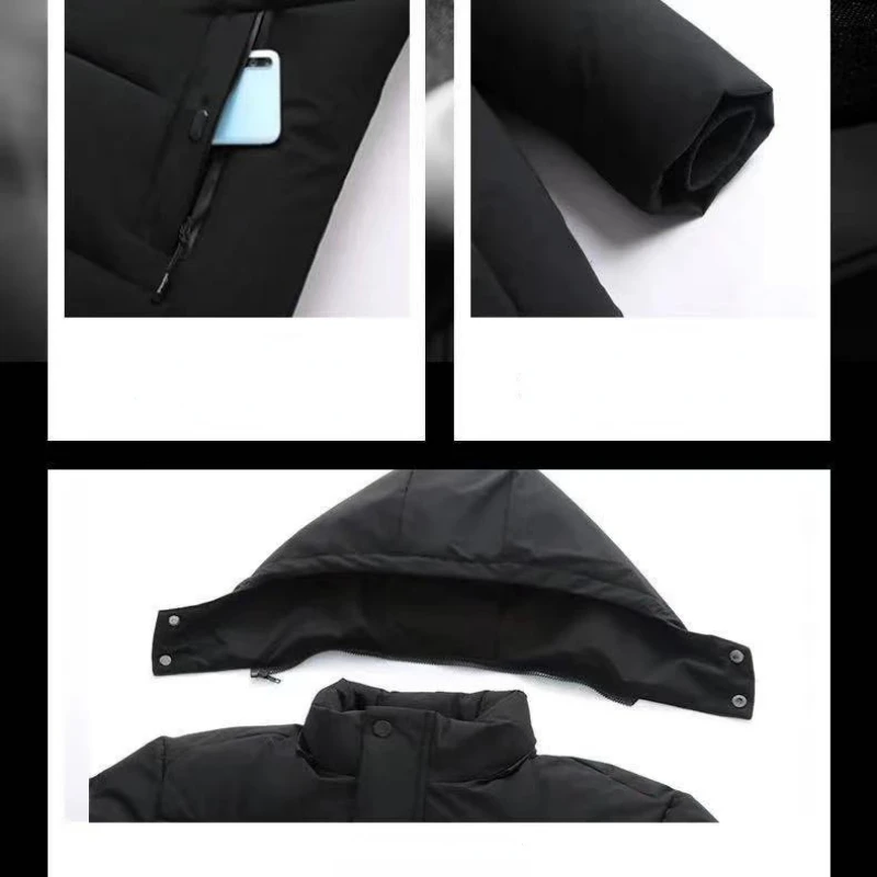 Winter Men Jacket Fleece Thick Warm Parkas Waterproof Hooded Coat Windproof Outerwear Zipper Pocket Parka Puffer Jacket