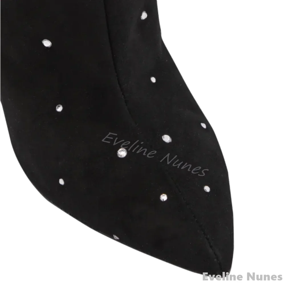 Starry Knee High Boots Women Pointed Toe Stiletto Heel Full of Diamonds Sexy Slip On Long Boots 2025 Fashion Luxury Catwalk Boot